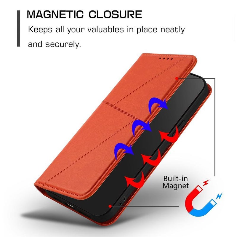 HuHa Case Cover For Nothing Phone 2a Strong Magnetic Frosted Flip Leather Phone Case(Orange) - Image 5