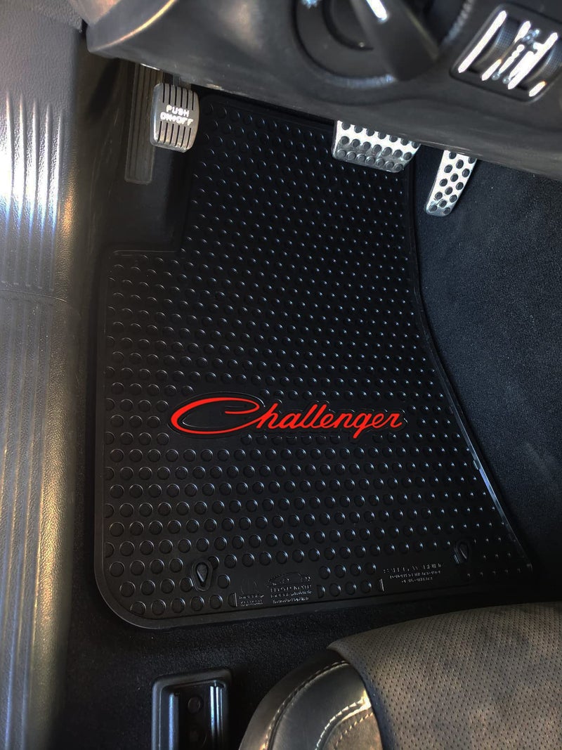 Lloyd Mats Heavy Duty Signature Rubber All Weather Floor Mats for Dodge Challenger RWD 2011-ON (2PC - Red Challenger, Black)