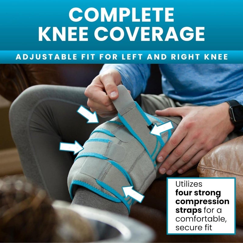 Vive Knee Ice Pack Wrap - Cold/Hot Gel Compression Brace - Heat Support Strap for Arthritis Pain, Tendonitis, ACL, Athletic Injury, Osteoarthritis, Women, Men, Running, Meniscus and Patella Surgery - Image 4