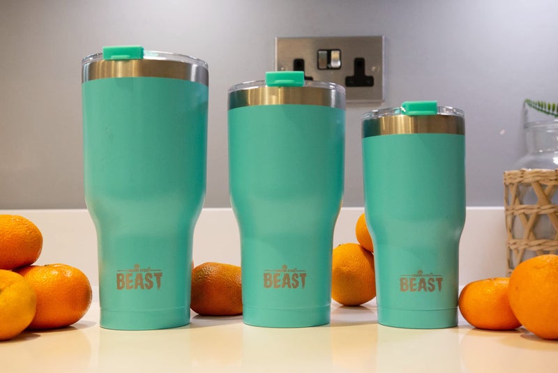 Greens Steel Beast 40 oz Tumbler Stainless Steel Vacuum Insulated Coffee Ice Cup Double Wall Travel Flask (Aquamarine Blue)  - Image 4
