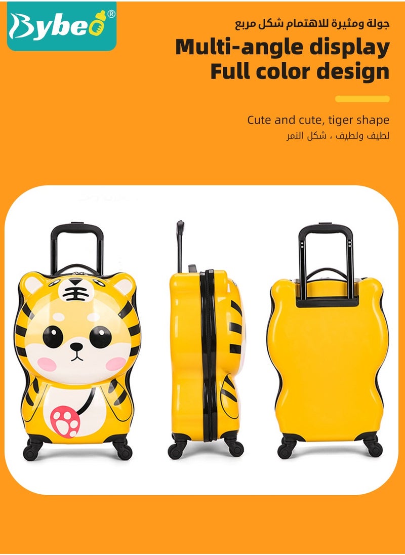 Kids Luggage,  Children Travel Suitcase on Wheels, Cute Cartoon Tiger Shaped Child Trolley Case, Hard Shell Traveling Rolling Luggages, for Boys Girls Toddler Travels and School Gift, 18 Inch
