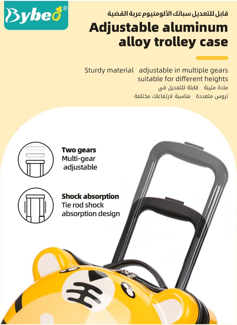 Kids Luggage,  Children Travel Suitcase on Wheels, Cute Cartoon Tiger Shaped Child Trolley Case, Hard Shell Traveling Rolling Luggages, for Boys Girls Toddler Travels and School Gift, 18 Inch
