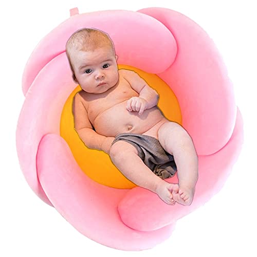 SZCQ Baby Bath Lotus Cushion Sink Bather Petal Newborn Bathtub Mat Bathing Tub Seat Support Lounger Flower Bathing Pad Non-Slip Safety Sink Insert Tub Pink - Image 4