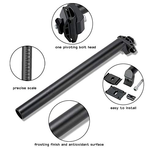 CYSKY 25.4 / 27.2 / 28.6 / 30.4 SeatPost 350mm CYSKY Bike Seat Post Suitable for Most Bicycle Mountain Bike Road Bike MTB MTN BMX (Aluminum Alloy, Black) (25.4*350) - Image 4