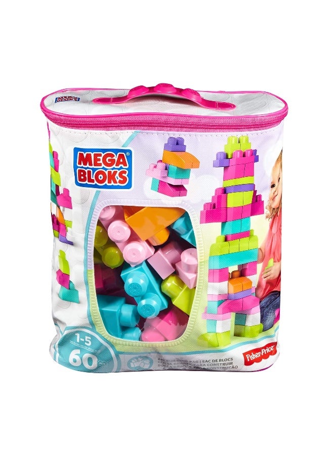 Mega Bloks حقيبة البناء الكبيرة من فيشر-برايس ميغا بلوكس لبناة المستقبل (وردي، 60 قطعة)