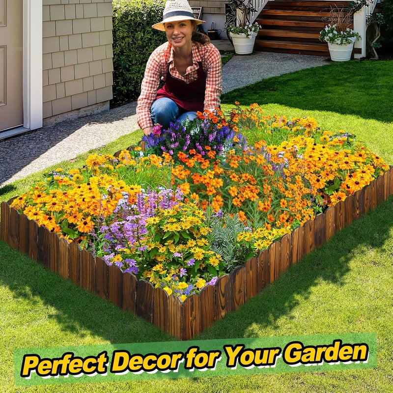 Acostop Garden Wooden Fence - 7.9ft (L) x 8in (H) Weather-Resistant Pine Landscape Border Edging for Outdoor Patio Lawns Yard Flower Beds Decoration - Image 5