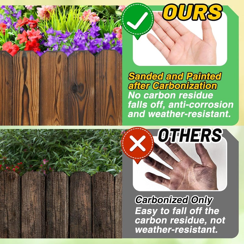 Acostop Garden Wooden Fence - 7.9ft (L) x 8in (H) Weather-Resistant Pine Landscape Border Edging for Outdoor Patio Lawns Yard Flower Beds Decoration - Image 2