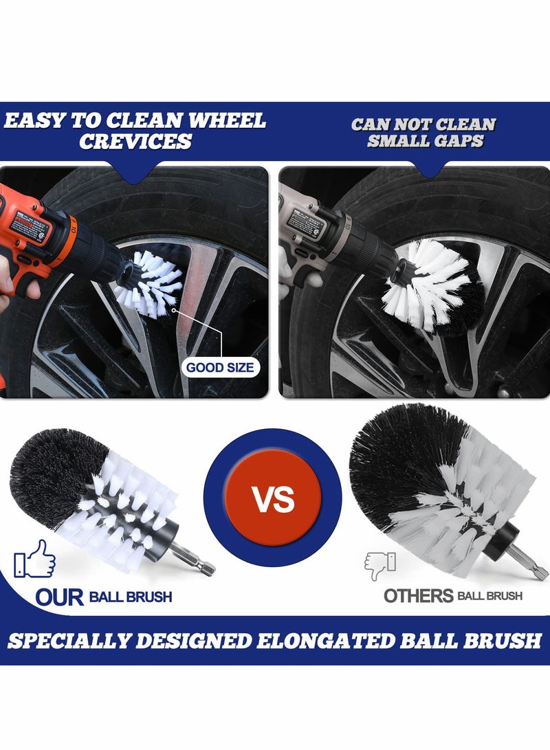 طقم تنظيف السيارات، مجموعة فرشاة حفر تنظيف السيارات مع جل التنظيف، مجموعة فرش تنظيف الداخلية للعجلات، الداخلية، الخارجية، لوحة القيادة، الجلد، فتحات الهواء - Image 3