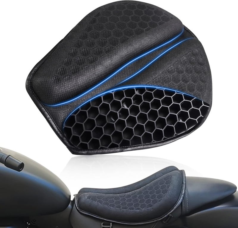 SKYJDM Foldable Motorcycle Gel Seat Cushion, Large 3D Honeycomb Structure Shock Absorption & Breathable Seat Pad for Long Rides (L) - Image 1