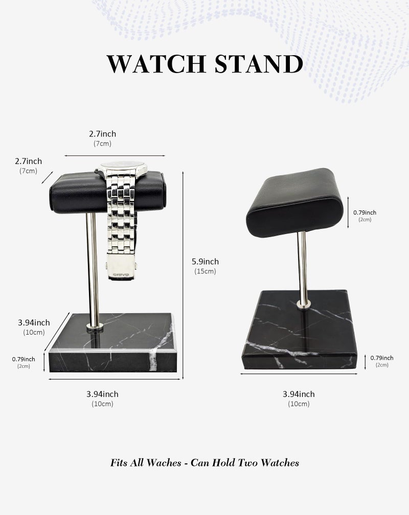 CHADWICK Watch Stand Marble Base, Handcrafted Watch Display Stand, Watch Holder for Men with PU Leather Tray, Watch Rack for Watch, Bracelet, Men's Gift on Father's Day, Christmas - Image 3