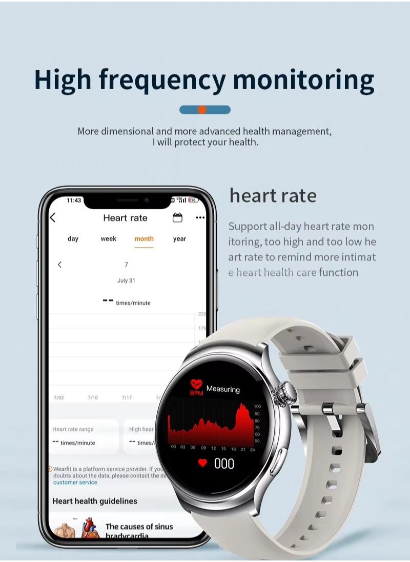Generic - New Arrival Smart Watch Z93 Pro With HD Large Screen,Round Dial Smart Watch,BlueTeeth Calling,Message Reminder,Gesture Control,Health Monitor,Fitness Sport Tracker,Wireless Charging, Multifunctional And Multilingual, Long Last Battery,Grey - Image 1