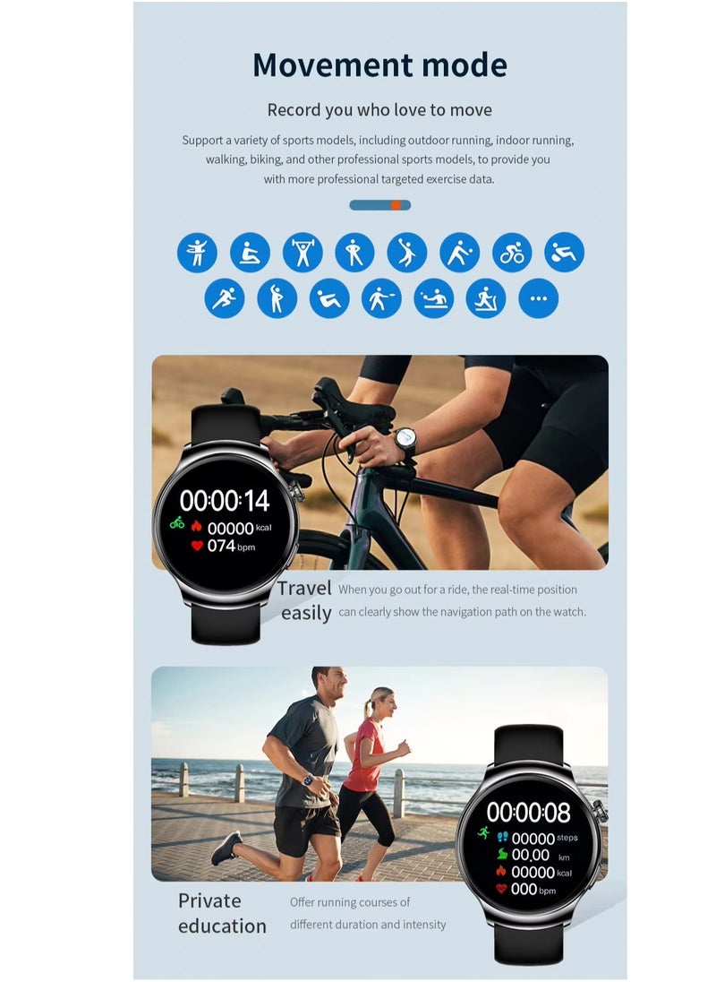 Generic - New Arrival Smart Watch Z93 Pro With HD Large Screen,Round Dial Smart Watch,BlueTeeth Calling,Message Reminder,Gesture Control,Health Monitor,Fitness Sport Tracker,Wireless Charging, Multifunctional And Multilingual, Long Last Battery,Grey - Image 1