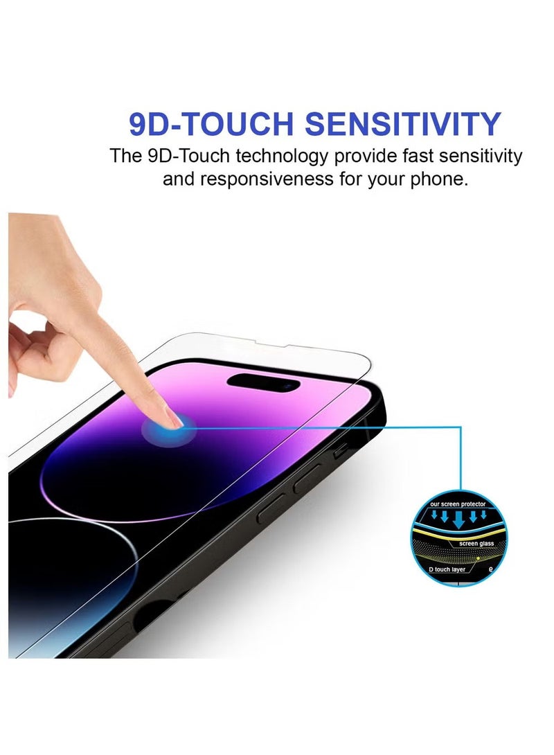 واقي شاشة من الزجاج المقوى لهاتف Apple iPhone 14 Pro Max - شفافية عالية، لمسة دقيقة، مضاد للانفجار، حواف مقوسة ناعمة، سهل التركيب، واقي شاشة لهاتف Apple iPhone 14 Pro Max - Image 4