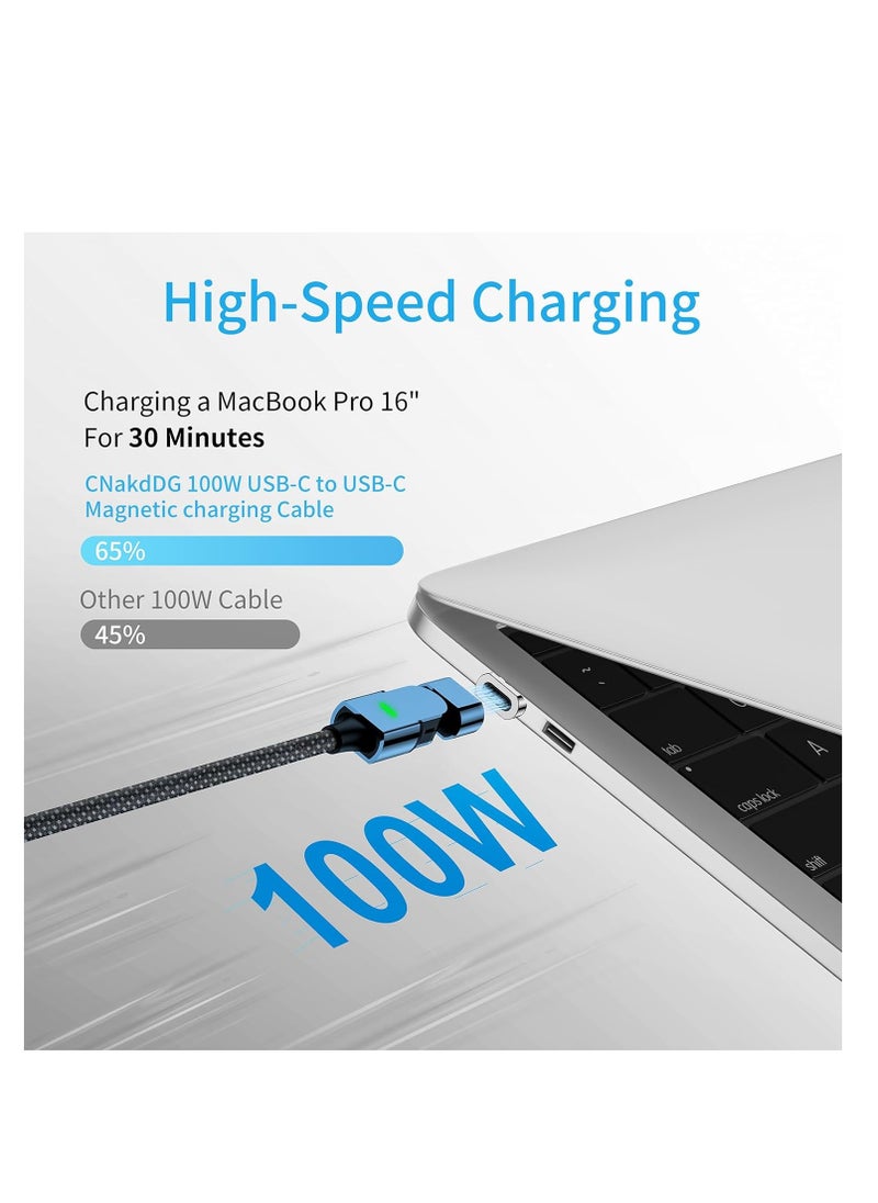 Generic - 100W 180° Magnetic Charging Cable, 2-in-1 USB C to USB C/Lightning Charger (2 Pack, 4ft & 6.6ft), 480Mbps Data Transfer for iPhone 15, iPad, MacBook Pro, Galaxy S22 (Blue) - Image 1