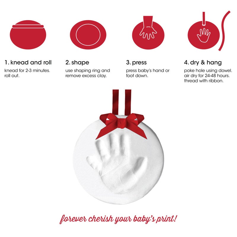 Pearhead Babyprints Ornament, Baby's First Christmas Holiday Keepsake, Newborn Handprint or Footprint Clay Kit, Easy No-Bake DIY Impression, Gender-Neutral Baby Gift - Image 2