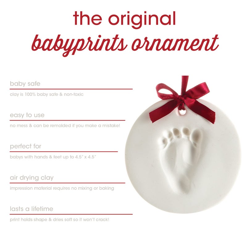 Pearhead Babyprints Ornament, Baby's First Christmas Holiday Keepsake, Newborn Handprint or Footprint Clay Kit, Easy No-Bake DIY Impression, Gender-Neutral Baby Gift - Image 4