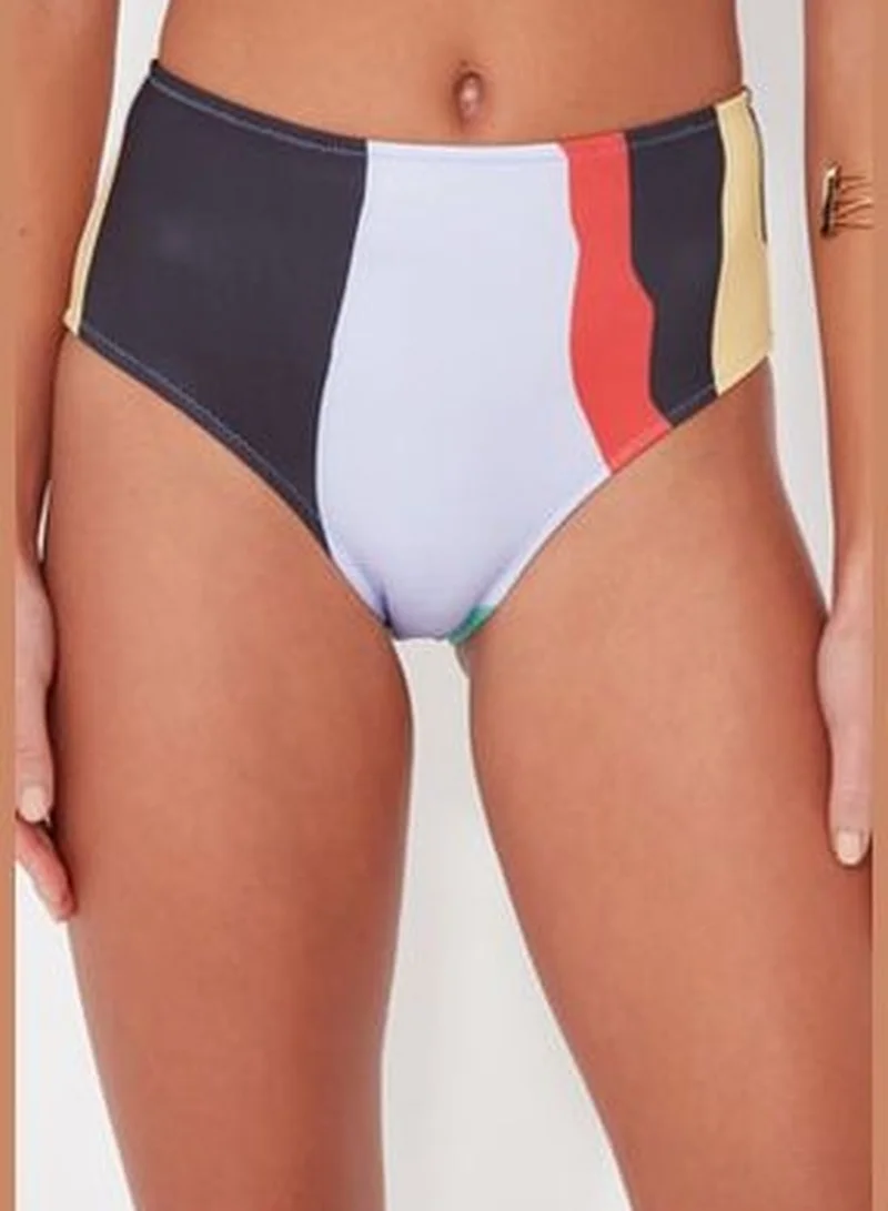 trendyol Colorful Abstract Pattern High Waist Bikini Bottoms TBESS22BA0014