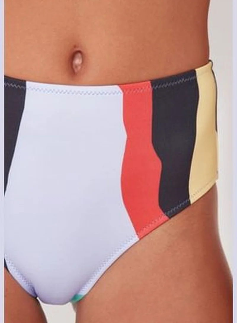 trendyol Colorful Abstract Pattern High Waist Bikini Bottoms TBESS22BA0014