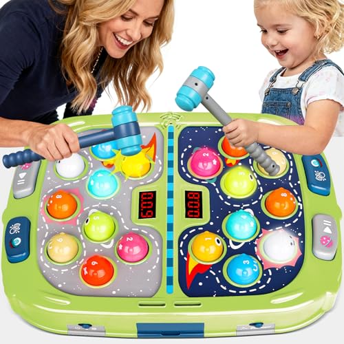 TooLion 2Player Whack Game Mole Toys for Age 312 Kids2 Hammers3 Modes with Sound LightSafe Educational Pounding ToyChristmas Birthday Gift for 3 4 5 6 Year Old Boys GirlsGreen - Image 1