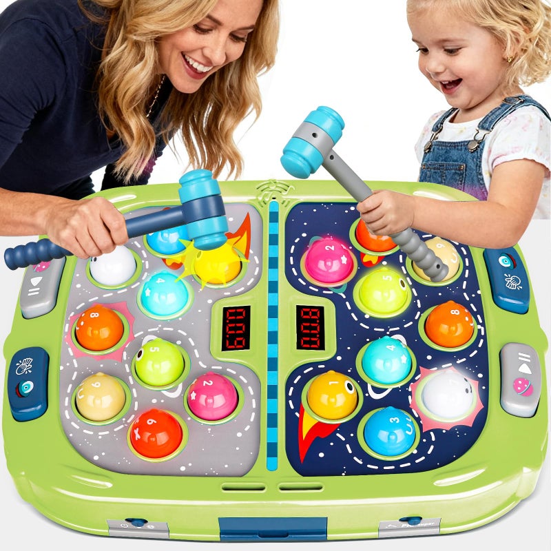 TooLion 2Player Whack Game Mole Toys for Age 312 Kids2 Hammers3 Modes with Sound LightSafe Educational Pounding ToyChristmas Birthday Gift for 3 4 5 6 Year Old Boys GirlsGreen - Image 3