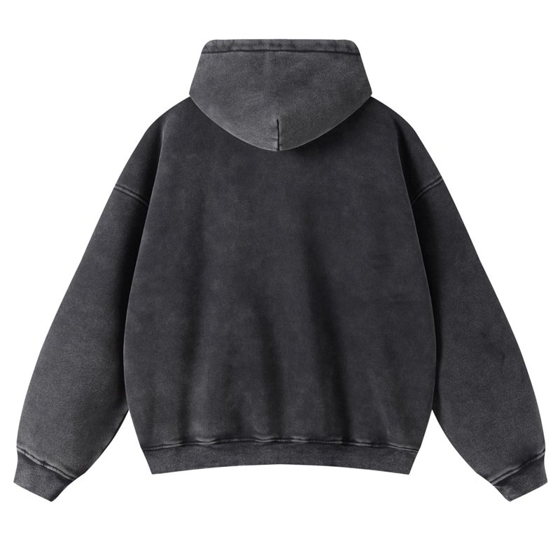 KEEPSHOWING Womens and Mens Zip Up Hoodies Long Sleeve Fall Oversized Sweatshirts Acid Wash Y2K Jacket with Pockets(Black XL) - Image 4