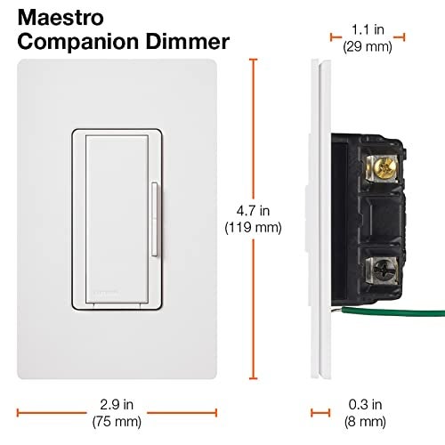 Lutron Maestro Companion Multi-Location Dimmer | Not for Standalone Use | MA-R-AL, Almond - Image 5