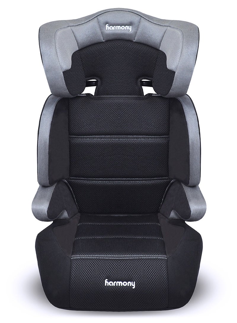 Harmony Dreamtime Deluxe Comfort Booster Car Seat – Heather Grey | 2-in-1 High-Back & Backless | 40–110 lbs | Adjustable Headrest | 3-Across Seating - Image 1