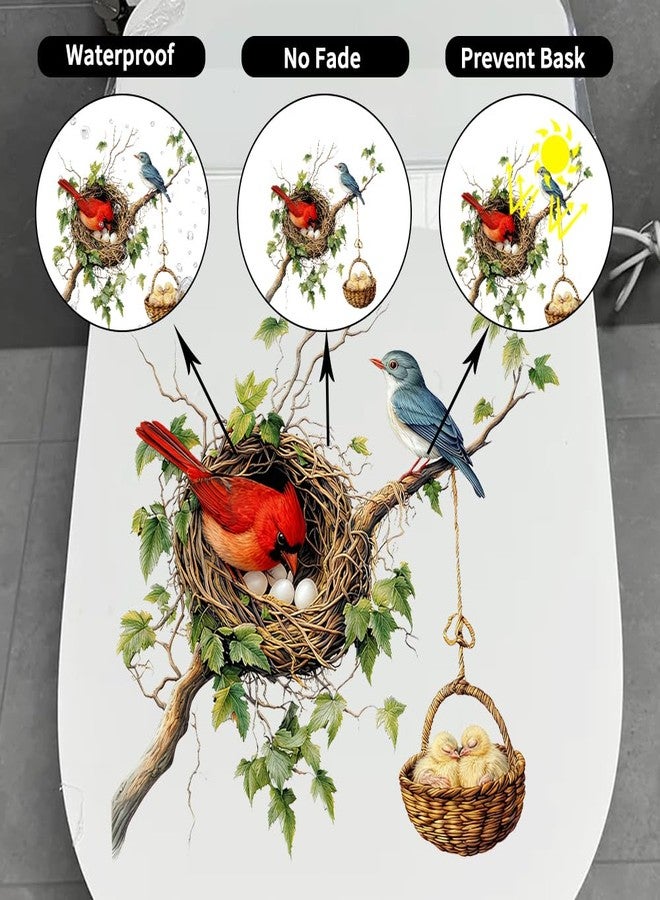 Iprokiu Cute Bird Toilet Sticker Waterproof Animal Toilet Seat Cover Decal Funny Bird Nest Washroom Sticker Self-Adhesive Tree Branch Decal for Home Decoration (Bird) - Image 3