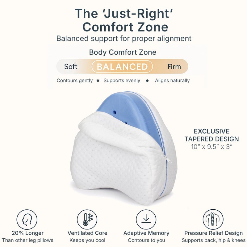 Contour Legacy Leg & Knee Foam Support Pillow for Side Sleepers Soothing Relief for Back, HIPS, Knees, Joints, Nerves & Muscles - Image 2