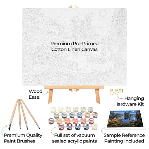 Ledgebay DIY Paint by Numbers Kit for Adults Framed Canvas: Beginner to Advanced Paint by Numbers Kit, Kits Include Acrylic Paint Set Brushes Tabletop Easel (Moonlight Bay 16" x 20" Framed) - Image 2