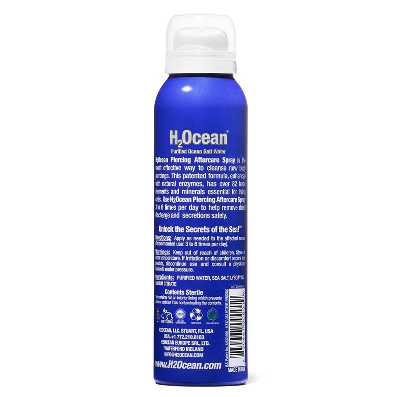 H2Ocean Piercing Aftercare Spray, Saline Spray for Piercings Cleaning Solution, with Sea Salt Nipple, Ear, Nose, Lip, Belly Piercings Cleaning Spray with Sea Salt & Bump Treatment, Set of 2 - Image 3