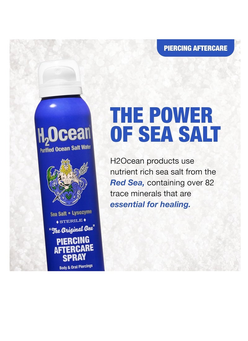 H2Ocean H2Ocean Piercing Aftercare Spray, Saline Spray for Piercings Cleaning Solution, with Sea Salt Nipple, Ear, Nose, Lip, Belly Piercings Cleaning Spray with Sea Salt & Bump Treatment, Set of 2  - Image 2