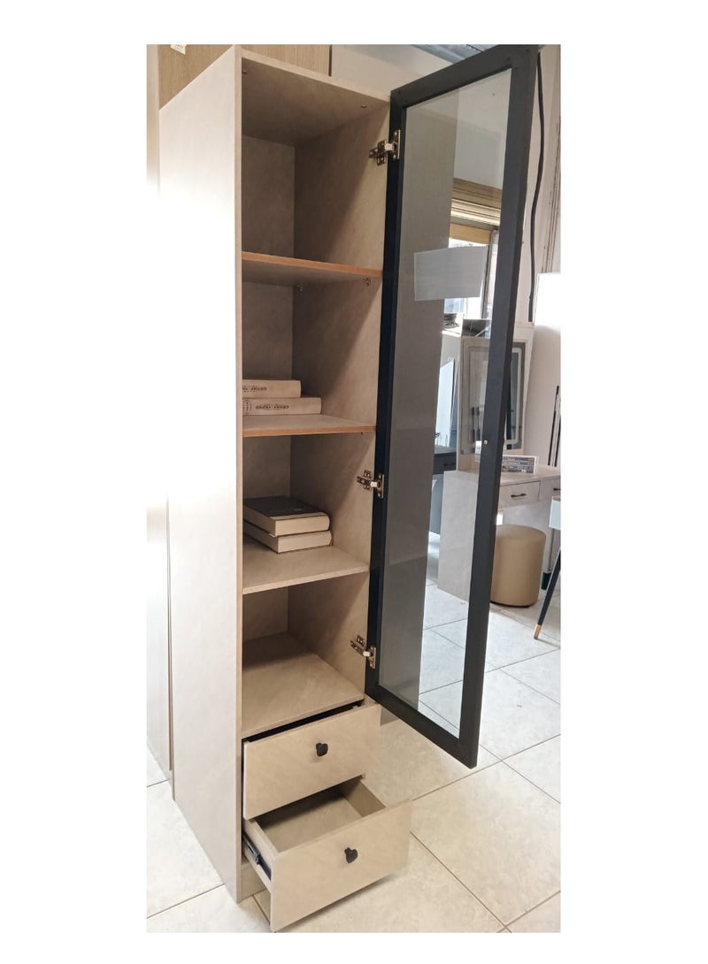 Generic WARDROBE- SINGLE DOOR GLASS. WITH 4 SHELF,2 DRAWER  - Image 2