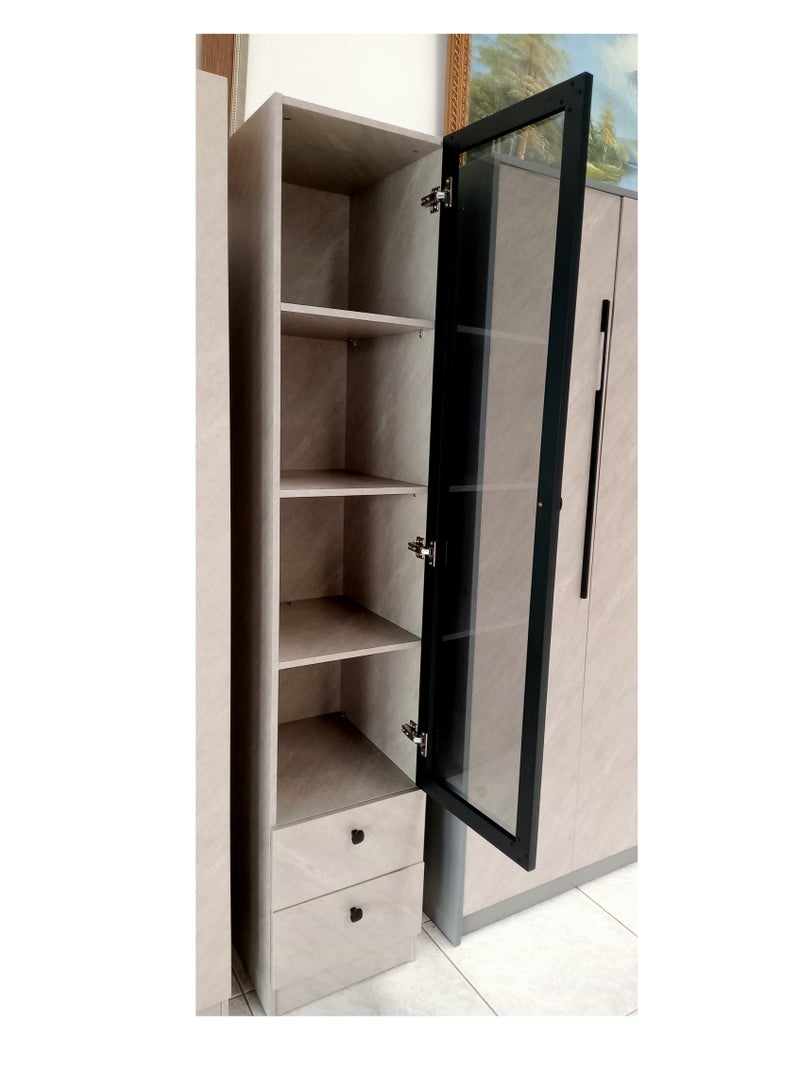 Generic WARDROBE- SINGLE DOOR GLASS. WITH 4 SHELF,2 DRAWER  - Image 3