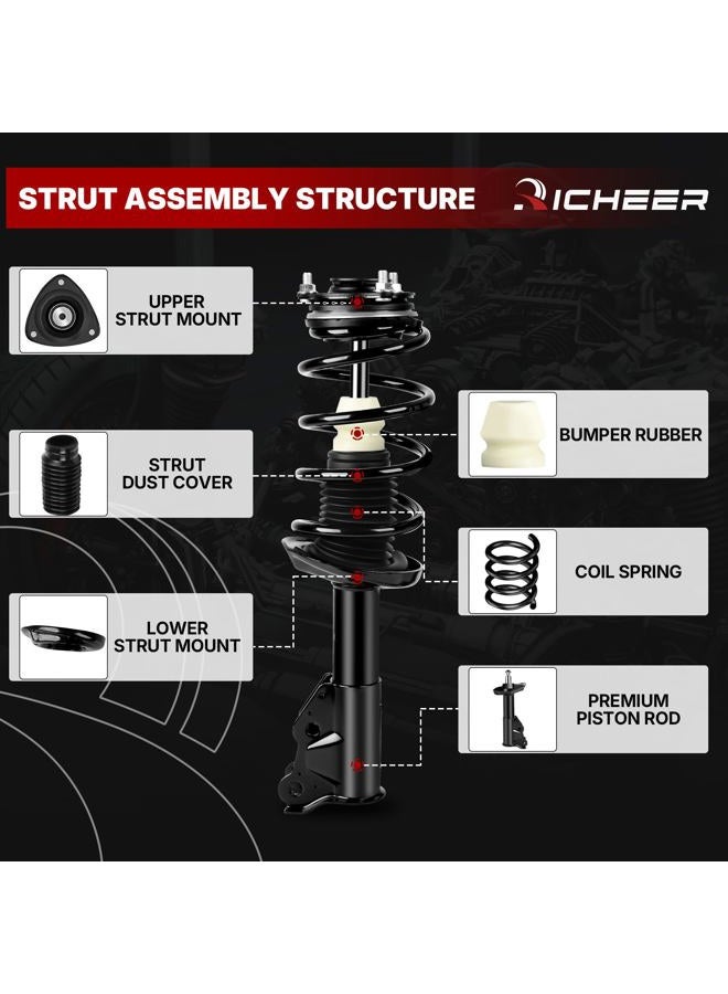 Richeer 172286 Front 2 PCS Strut Assembly Compatible with 2006-2011 Civic, Shock Absorber Front with Coil Spring Steel Replacement 172287 - Image 4