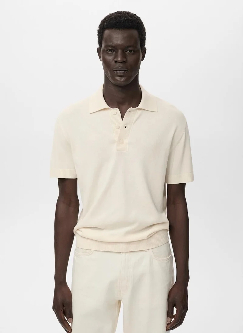 Mango Man Cotton knitted polo shirt