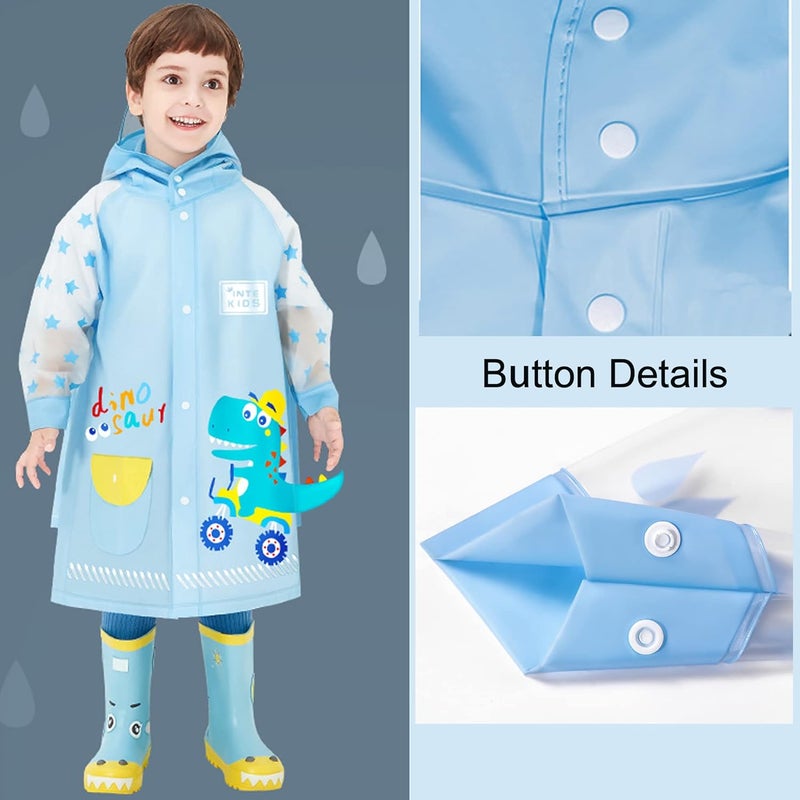 Fewlby Kids Waterproof Raincoat with Dinosaur Design - Image 3