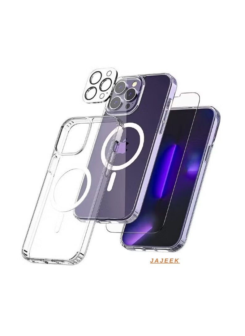 JAJEEK iPhone 16 Pro MagSafe Case Cover – 9H Tempered Glass Screen Protector + Camera Lens Protector, Ultra-Thin, Scratch-Resistant, Drop-Proof, Anti-Yellowing Magnetic Back Cover for iPhone 16 Pro - Image 1