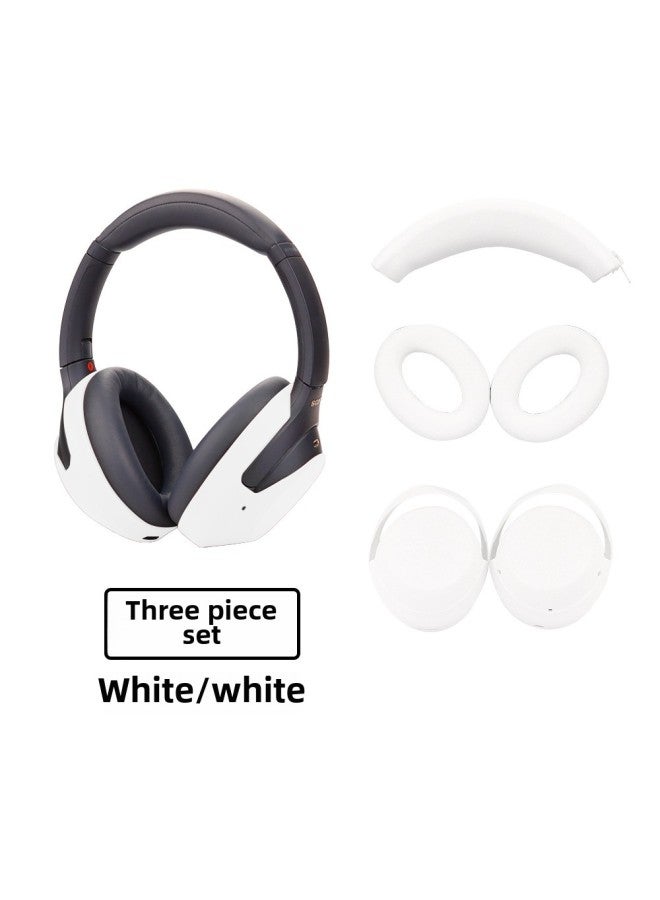 Suitable For SONY SONY WH-1000XM4 Ear Cap Head Beam Cover Skeleton Silicone Earmuffs Earplugs Protective Shell-Color:Three-piece White Ear Cap Zipper Head Beam Shell Cover-Model:Sony WH-1000XM4 - Image 1