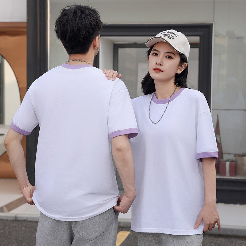 Cotton Hit Edge Round Neck Children'S T-Shirt In-Laws Casual Loose Trendy Men'S And Women'S Short Sleeve - Image 3