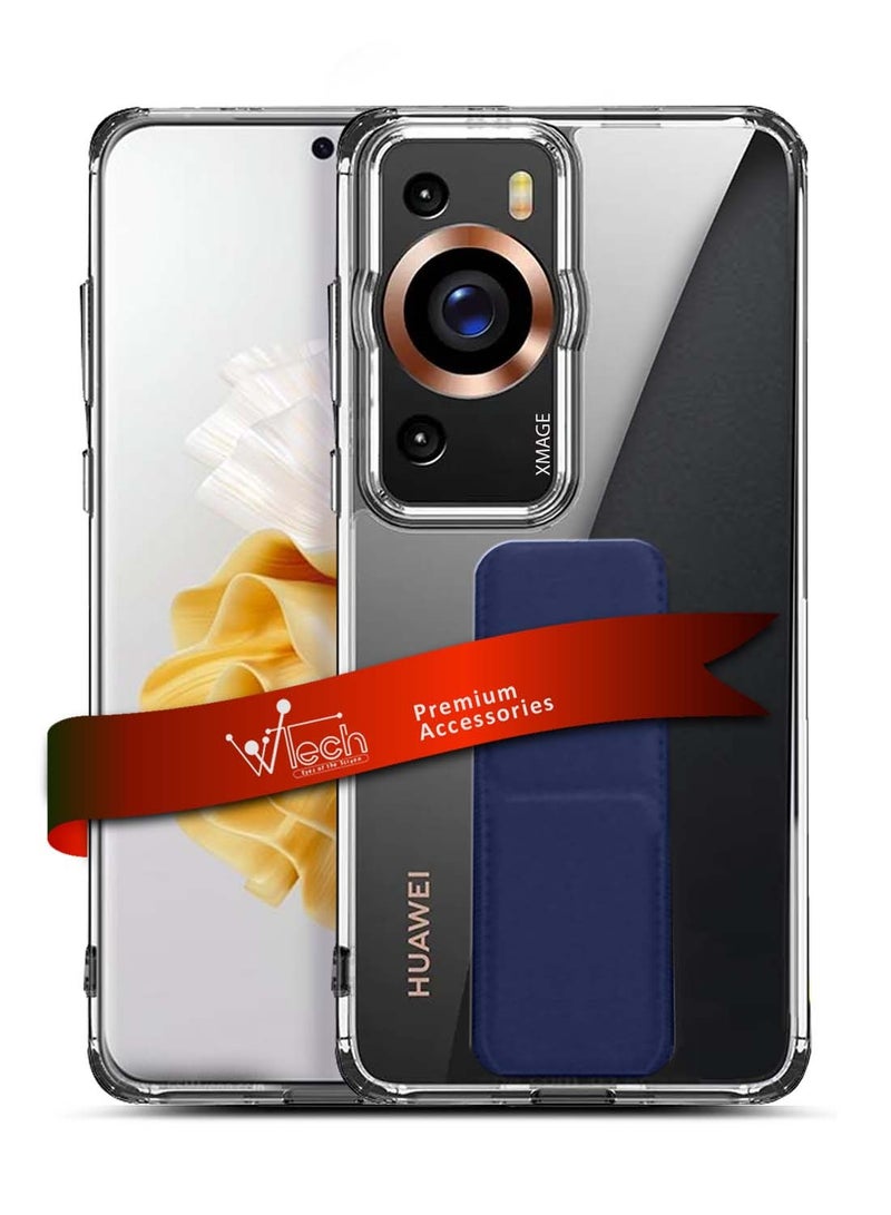 Wtech Huawei P60 Pro 4G 2023 TPU Hand Grip Air Pillow Case Cover - Clear/Navy Blue - Image 1