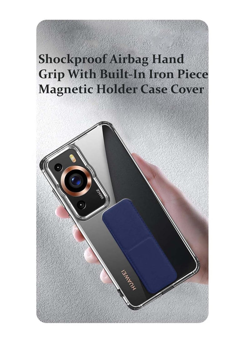 Wtech Huawei P60 Pro 4G 2023 TPU Hand Grip Air Pillow Case Cover - Clear/Navy Blue - Image 4