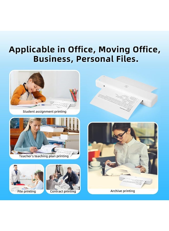 HPRT MT800Q Carbon Tape Printer Portable Printer Support 8.5" X 11" US Letter & A4 Paper Bluetooth Wireless Travel Printer Compatible with Android and iOS,Suitable for On The Go White Color - Image 3