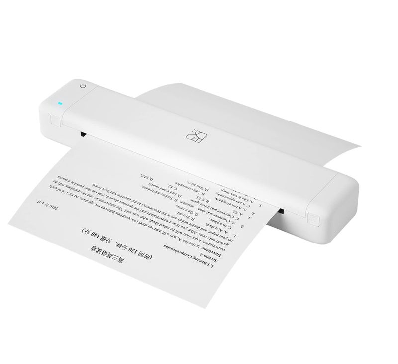 HPRT MT800Q Carbon Tape Printer Portable Printer Support 8.5" X 11" US Letter & A4 Paper Bluetooth Wireless Travel Printer Compatible with Android and iOS,Suitable for On The Go White Color - Image 1