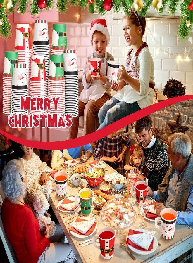 Maxcheck 75 Pcs Christmas Paper Cups 7oz Disposable Christmas with Handles Santa Snowman Elf Tea Coffee Cups Hot Chocolate Bar Accessories for Adults Holiday Xmas Party Supplies - Image 4