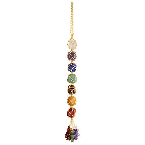 Anjiucc 7 Chakra Healing Crystals Good Luck Indoor Home Wall Decoration Car Hanging Ornament Feng Shui Ornament Car Window Decoration Christmas Trees Ornament - Image 1