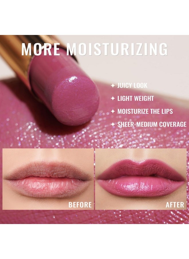 Oulac Moisture Mauve Pink Lip Gloss - 2 In 1 Shimmer Lipstick & Lip Balm, Long Lasting Hydrating, Juicy & Glossy Finish, Smooth For Dry, Cracked And Chapped Lips, Vegan 2.2G/0.07Oz (S04)  - Image 4