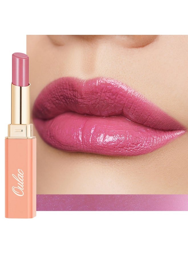 Oulac Moisture Mauve Pink Lip Gloss - 2 In 1 Shimmer Lipstick & Lip Balm, Long Lasting Hydrating, Juicy & Glossy Finish, Smooth For Dry, Cracked And Chapped Lips, Vegan 2.2G/0.07Oz (S04)  - Image 1