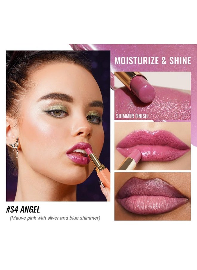 Oulac Moisture Mauve Pink Lip Gloss - 2 In 1 Shimmer Lipstick & Lip Balm, Long Lasting Hydrating, Juicy & Glossy Finish, Smooth For Dry, Cracked And Chapped Lips, Vegan 2.2G/0.07Oz (S04)  - Image 2