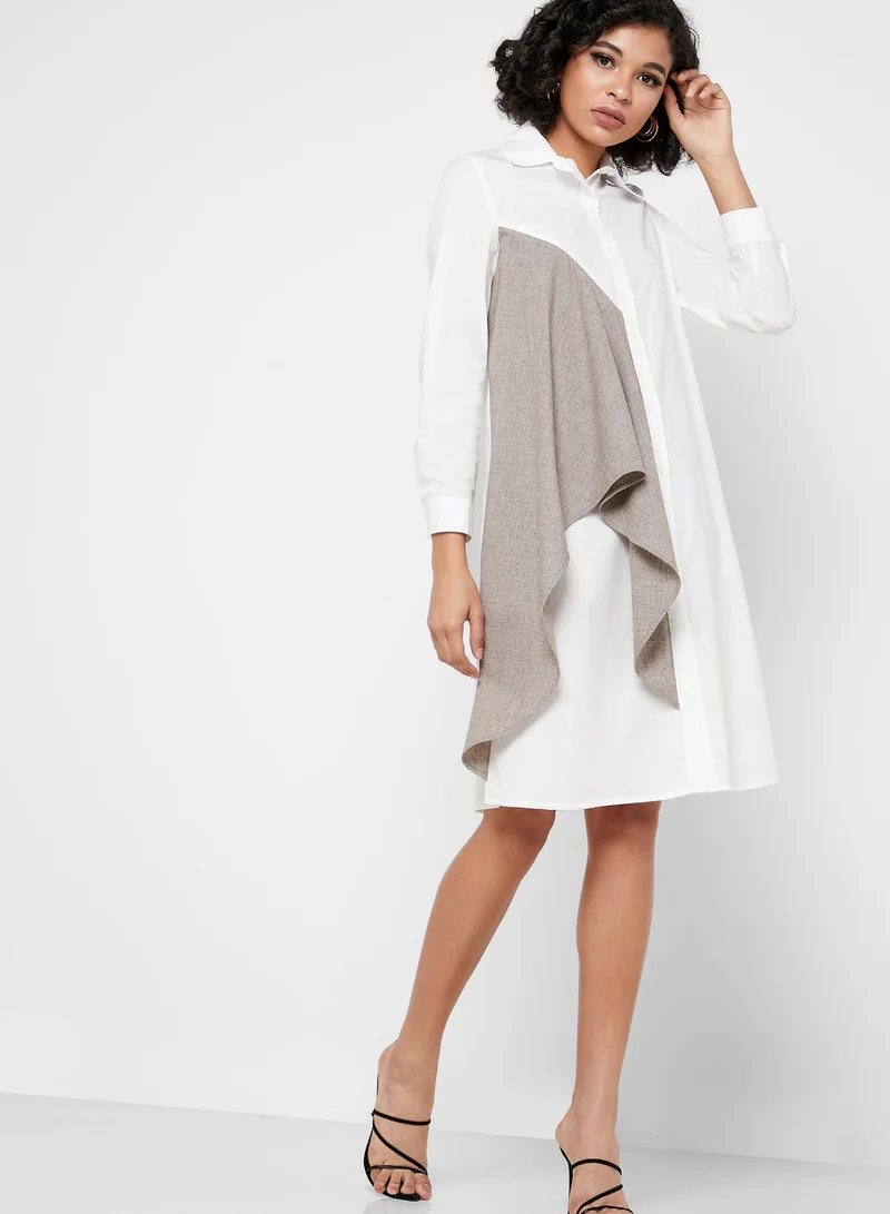 Jovonna London Colorblock Waterfall Shirt Dress